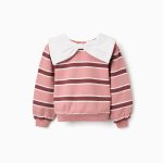 Sweat-shirt rayé à col nœud pour filles, multicolore