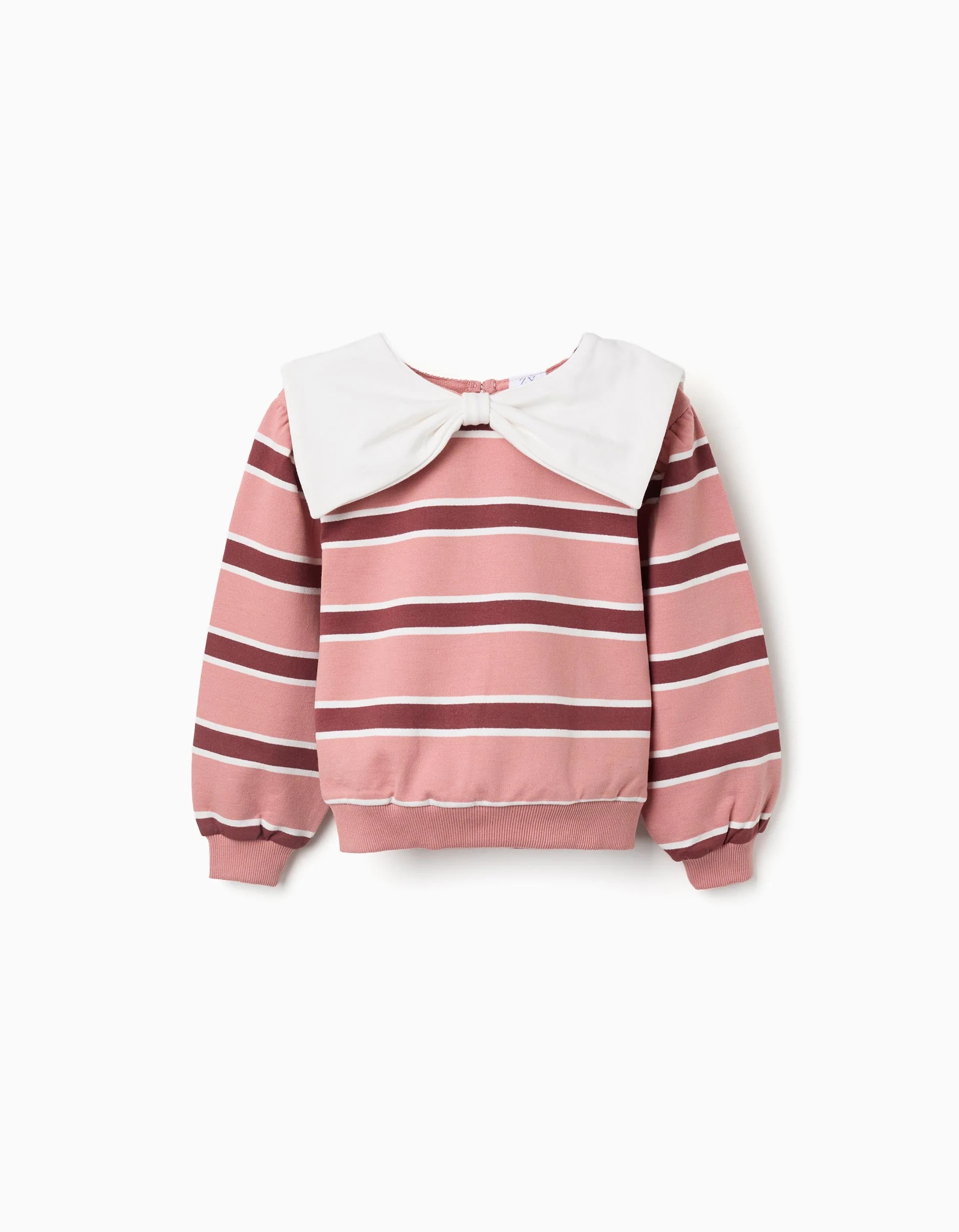 31081951038-0 Sweat-shirt rayé à col nœud pour filles, multicolore – Image 1