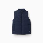 Doudoune sans manches pour garçon, doublée en polaire et dotée de poches, bleu marine.