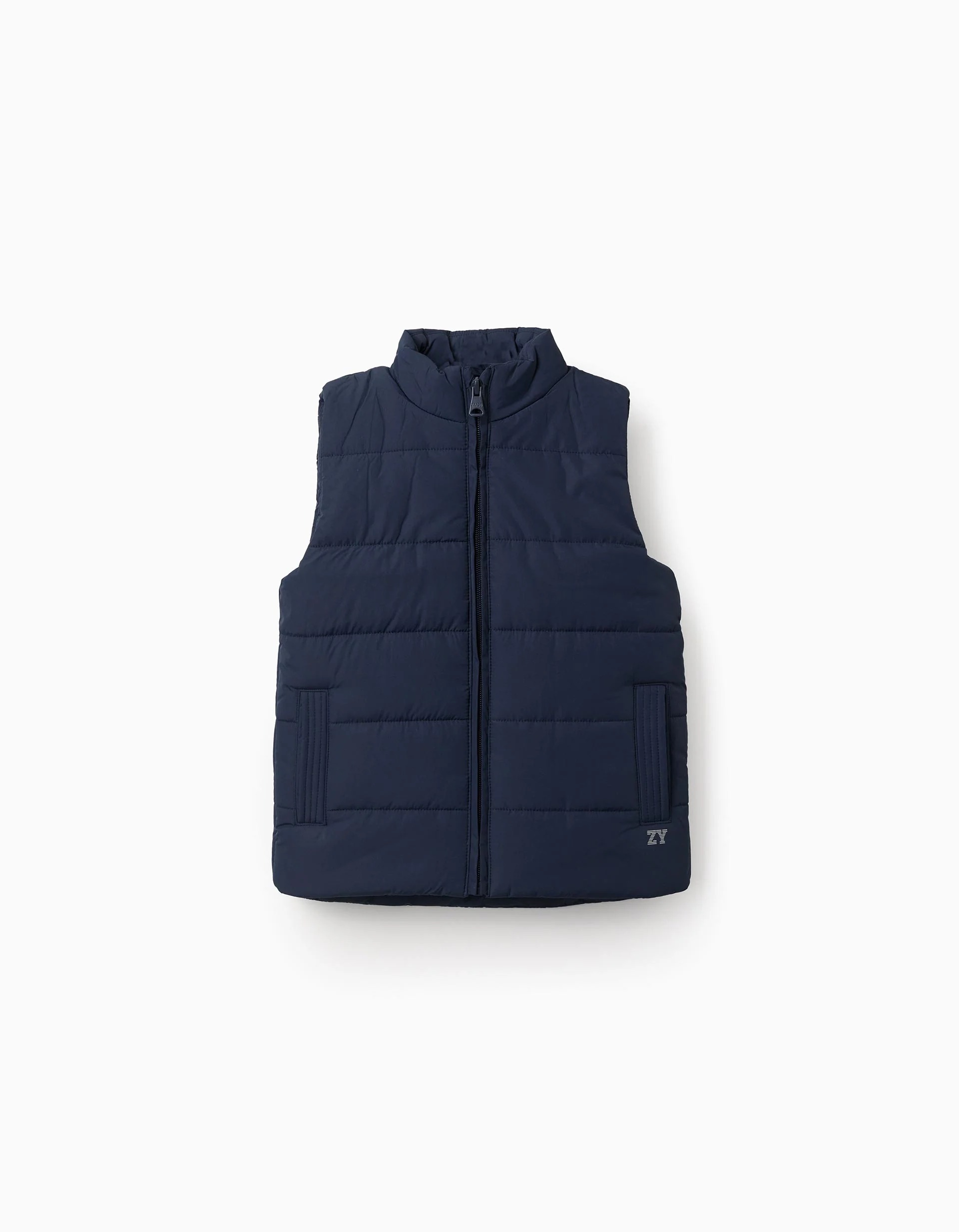 31081976006-0 Doudoune sans manches pour garçon, doublée en polaire et dotée de poches, bleu marine. – Image 1