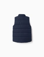 Doudoune sans manches pour garçon, doublée en polaire et dotée de poches, bleu marine. – Image 2