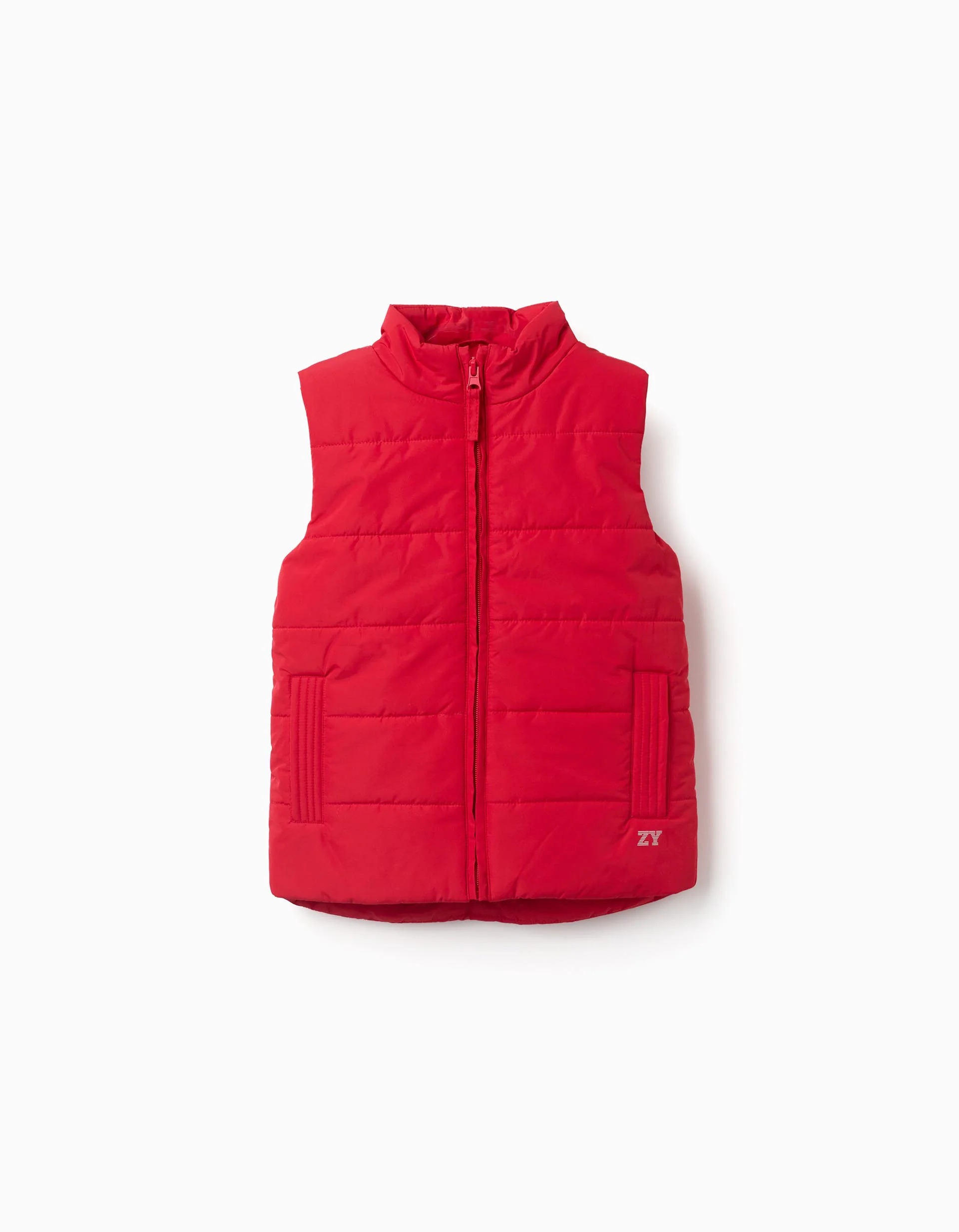 31081976040-0 Doudoune sans manches rouge avec doublure polaire et poches pour garçon – Image 1
