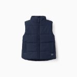Gilet matelassé avec doublure polaire et poches latérales pour bébé, bleu marine