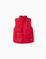 Gilet matelassé rouge avec doublure polaire et poches latérales pour bébé