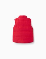 Gilet matelassé rouge avec doublure polaire et poches latérales pour bébé – Image 2