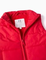 Gilet matelassé rouge avec doublure polaire et poches latérales pour bébé – Image 3