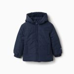 Doudoune à capuche doublée polaire pour garçon, bleu marine