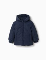 Doudoune à capuche doublée polaire pour garçon, bleu marine