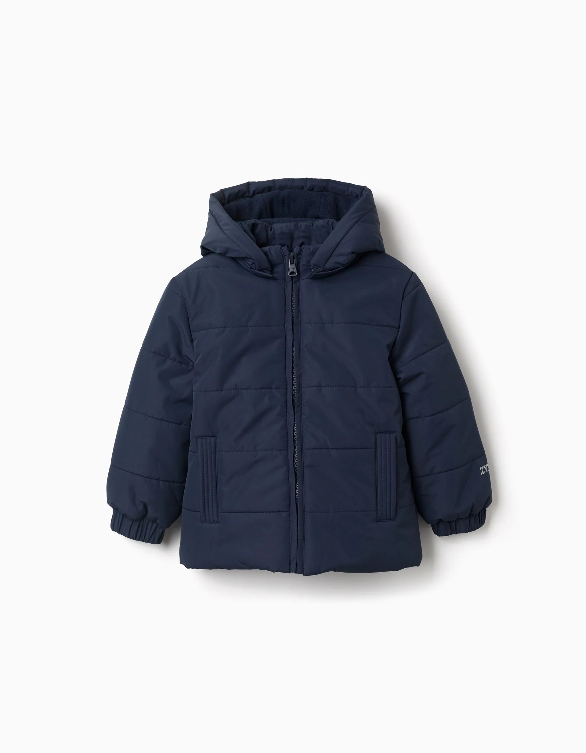 31081985006-0 Doudoune à capuche doublée polaire pour garçon, bleu marine – Image 1