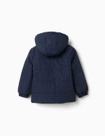 Doudoune à capuche doublée polaire pour garçon, bleu marine – Image 2