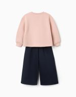 Ensemble de jogging en maille brossée avec imprimé artistique pour filles, rose clair/bleu marine – Image 2