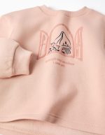 Ensemble de jogging en maille brossée avec imprimé artistique pour filles, rose clair/bleu marine – Image 3