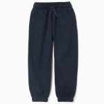 Pantalon de jogging en polaire avec cordon de serrage et poches pour filles, bleu foncé