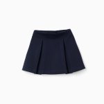 Jupe Roma en maille avec plis devant et dos pour filles, bleu marine