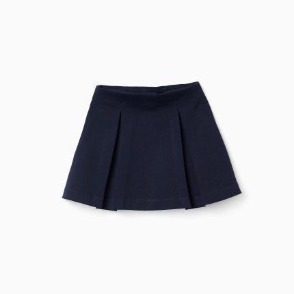 Jupe Roma en maille avec plis devant et dos pour filles, bleu marine