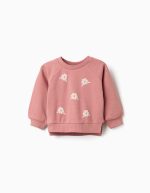Sweat-shirt rose à imprimé floral en relief pour bébé fille