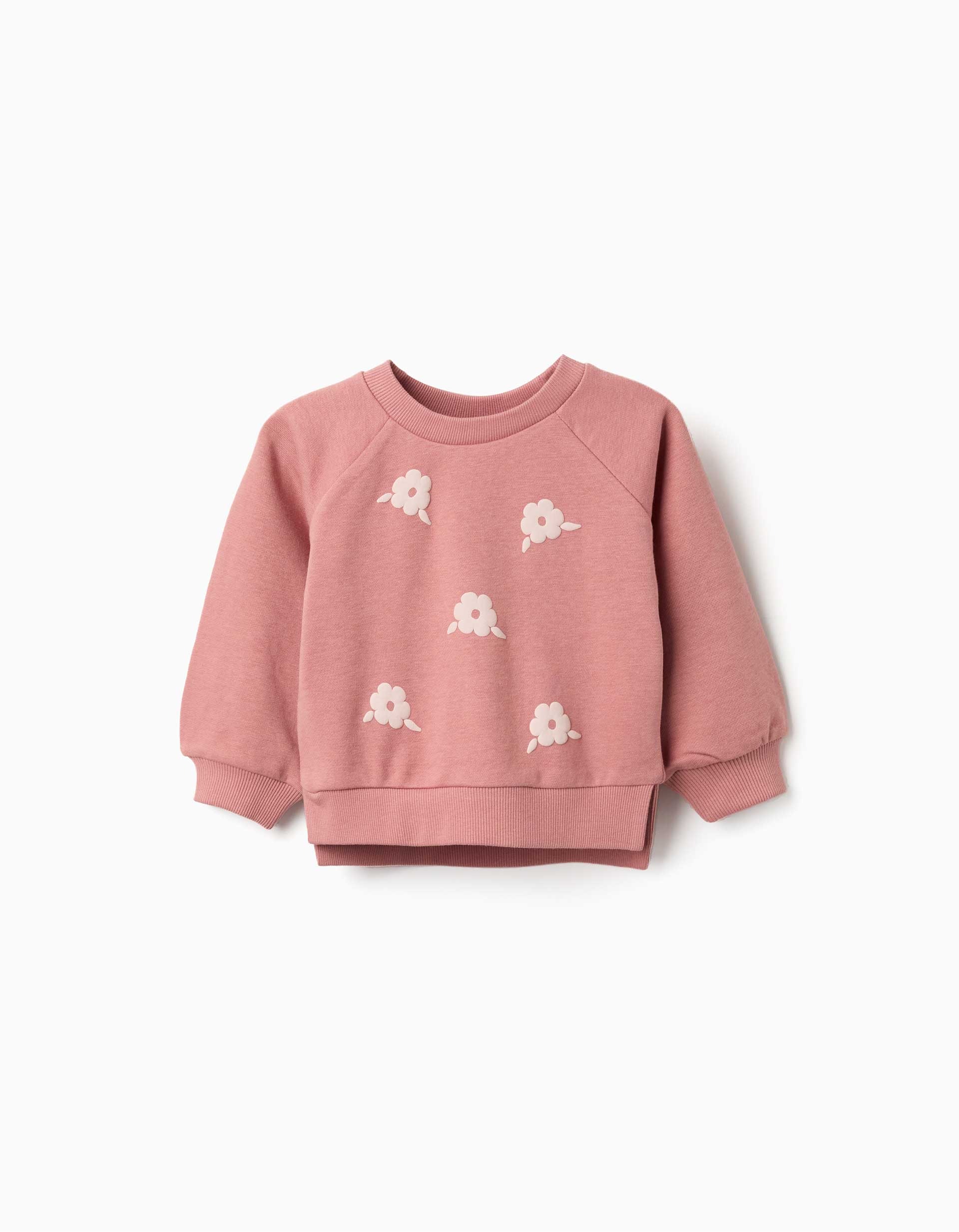 31081989038-0 Sweat-shirt rose à imprimé floral en relief pour bébé fille – Image 1