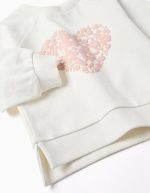Sweat-shirt à imprimé floral en relief pour bébé fille, blanc/rose – Image 3
