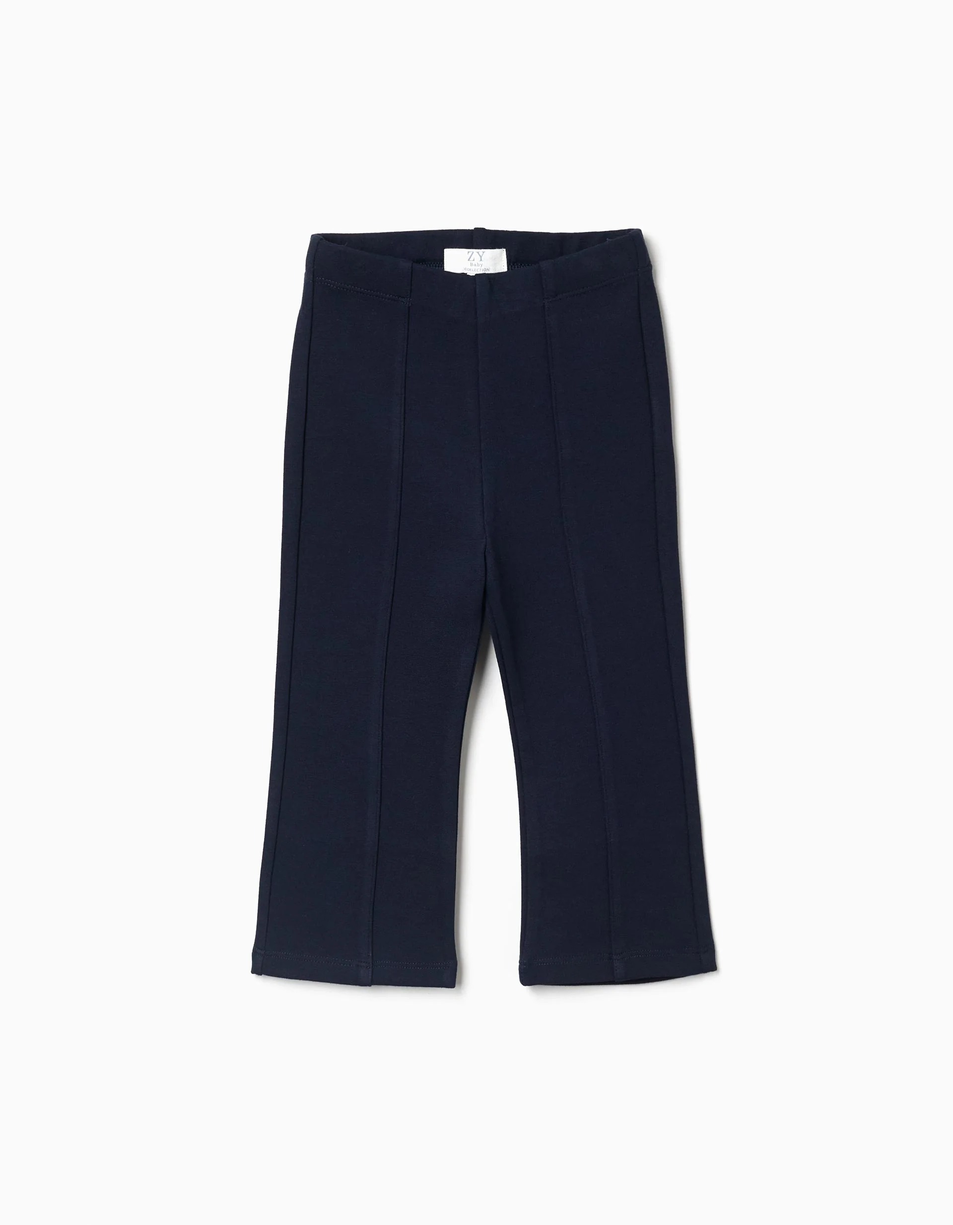 31081990006-0 Leggings évasés Roma en maille pour bébés filles, bleu foncé – Image 1