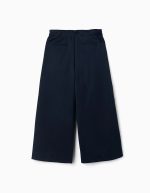 Pantalon large en maille interlock pour filles, bleu marine – Image 2