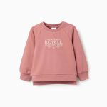 Sweat-shirt à imprimé Beaux-Arts en relief pour filles, rose poudré