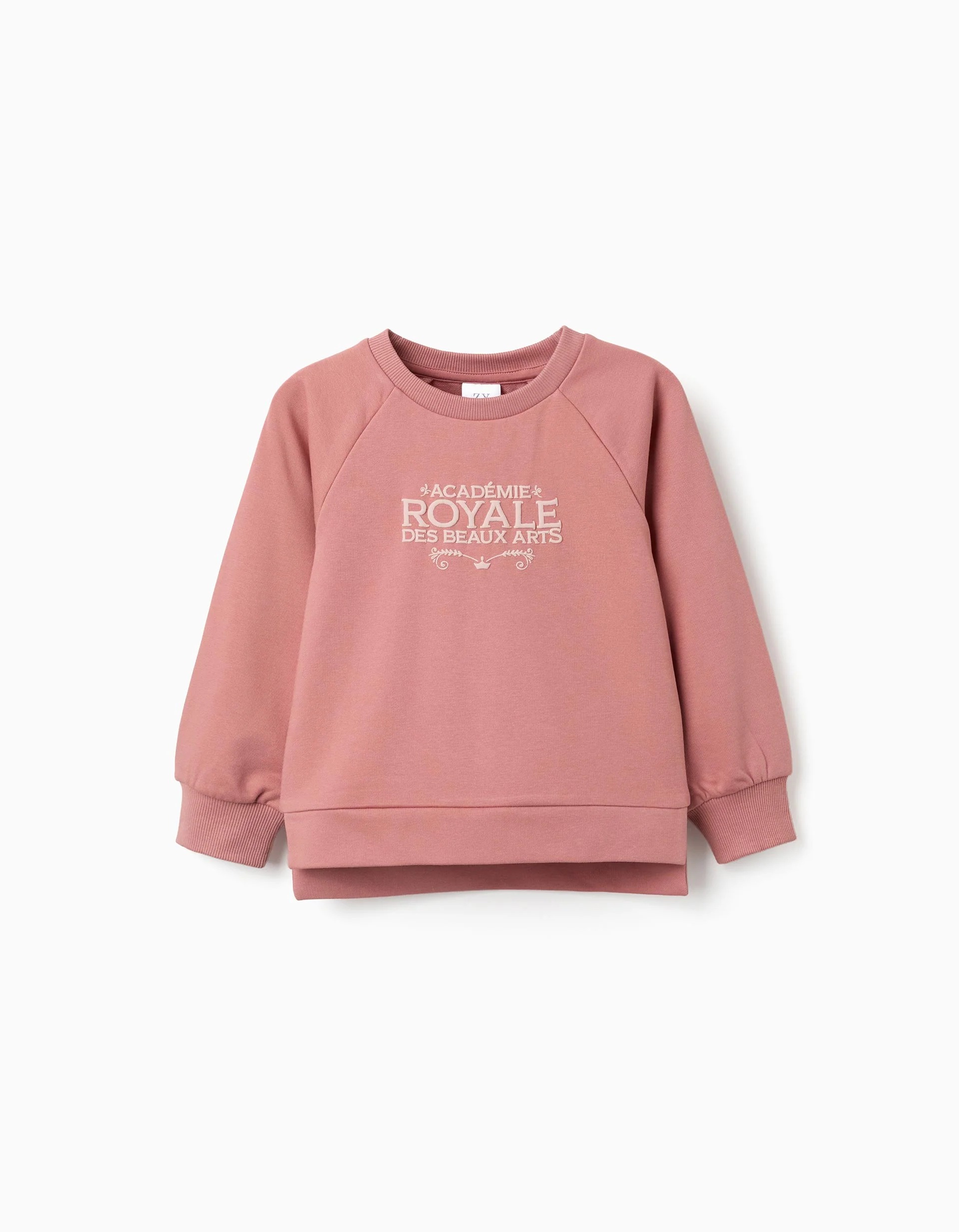 31081996038-0 Sweat-shirt à imprimé Beaux-Arts en relief pour filles, rose poudré – Image 1