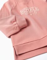 Sweat-shirt à imprimé Beaux-Arts en relief pour filles, rose poudré – Image 3