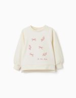 Sweat-shirt à imprimé en relief Arts pour filles, blanc/rose