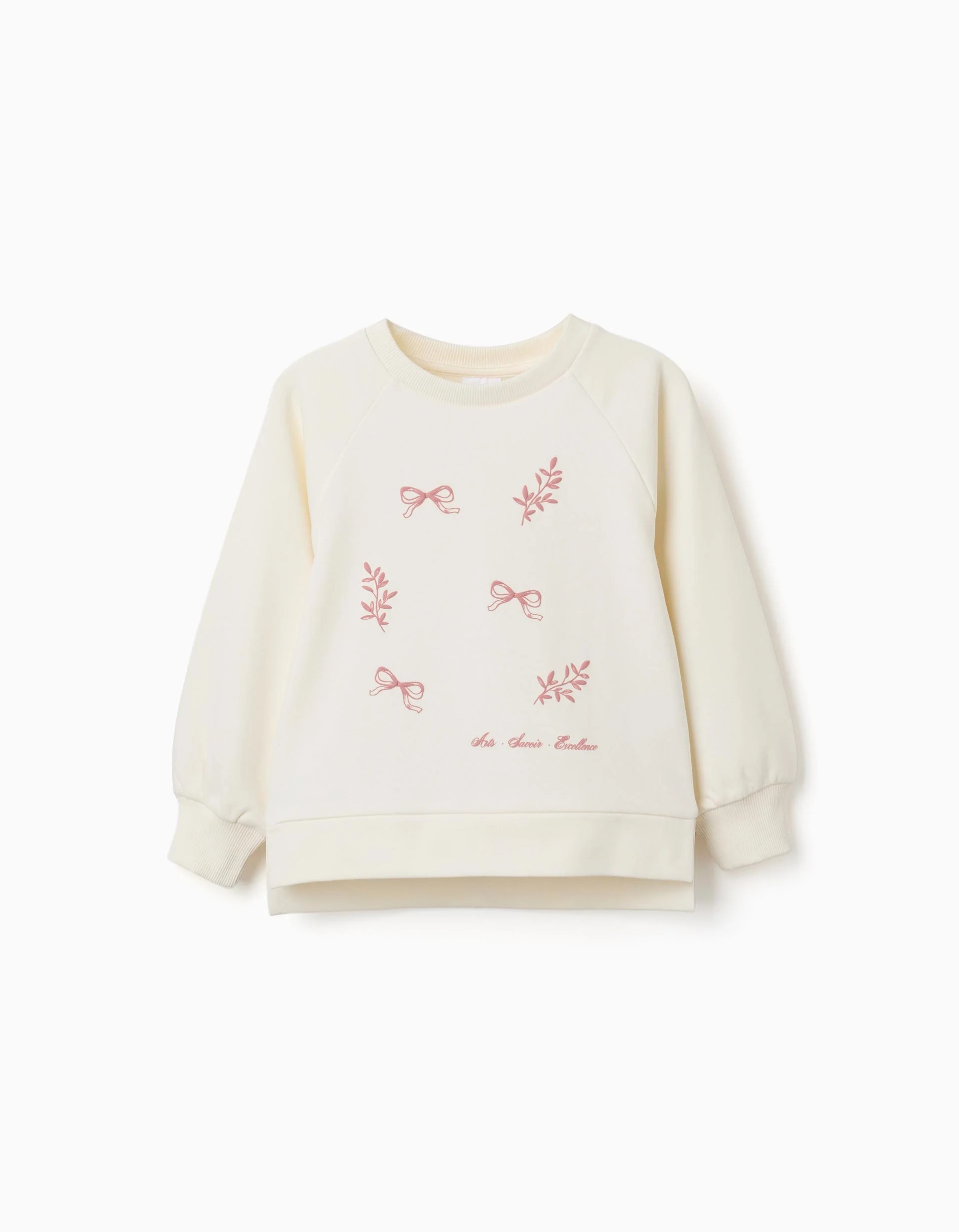 31081996041-0 Sweat-shirt à imprimé en relief Arts pour filles, blanc/rose – Image 1