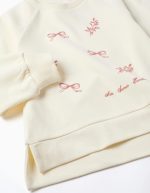 Sweat-shirt à imprimé en relief Arts pour filles, blanc/rose – Image 3