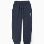 Pantalon de jogging slim en polaire avec poches et imprimé ZY pour garçon, bleu marine