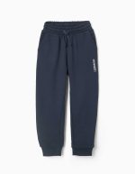 Pantalon de jogging slim en polaire avec poches et imprimé ZY pour garçon, bleu marine
