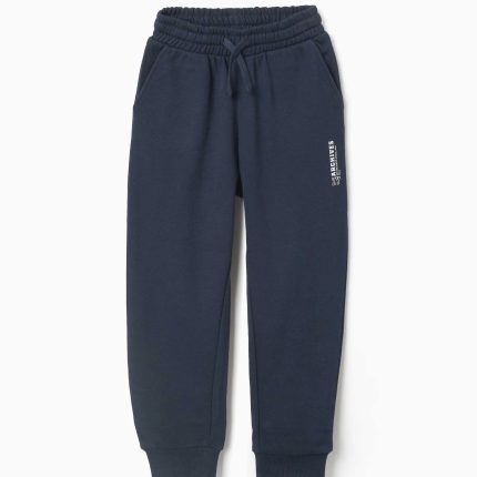 Pantalon de jogging slim en polaire avec poches et imprimé ZY pour garçon, bleu marine