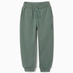 Pantalon de jogging slim en polaire avec poches et imprimé ZY pour garçon, vert foncé