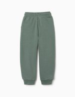 Pantalon de jogging slim en polaire avec poches et imprimé ZY pour garçon, vert foncé – Image 2