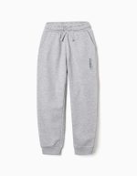 Pantalon de jogging slim en polaire avec poches et imprimé ZY pour garçon, gris clair