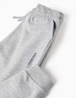Pantalon de jogging slim en polaire avec poches et imprimé ZY pour garçon, gris clair – Image 3