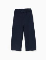 Pantalon large en maille côtelée pour bébé fille, bleu marine