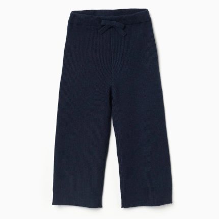 Pantalon large en maille côtelée pour bébé fille, bleu marine