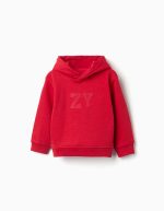 Sweat à capuche rouge avec logo ZY en relief pour bébé garçon