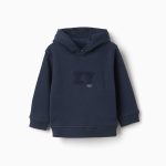 Sweat à capuche bleu marine avec broderie bouclée ZY pour bébé garçon