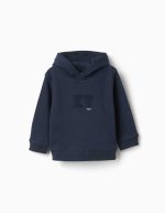 Sweat à capuche bleu marine avec broderie bouclée ZY pour bébé garçon