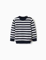 Pull rayé en maille pour bébé garçon, blanc/bleu marine