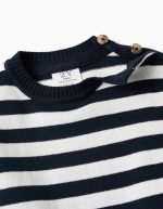 Pull rayé en maille pour bébé garçon, blanc/bleu marine – Image 3