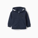 Veste à capuche pour bébé garçon, bleu marine, ornée de broderies bouclées ZY.