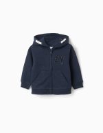 Veste à capuche pour bébé garçon, bleu marine, ornée de broderies bouclées ZY.