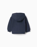 Veste à capuche pour bébé garçon, bleu marine, ornée de broderies bouclées ZY. – Image 2