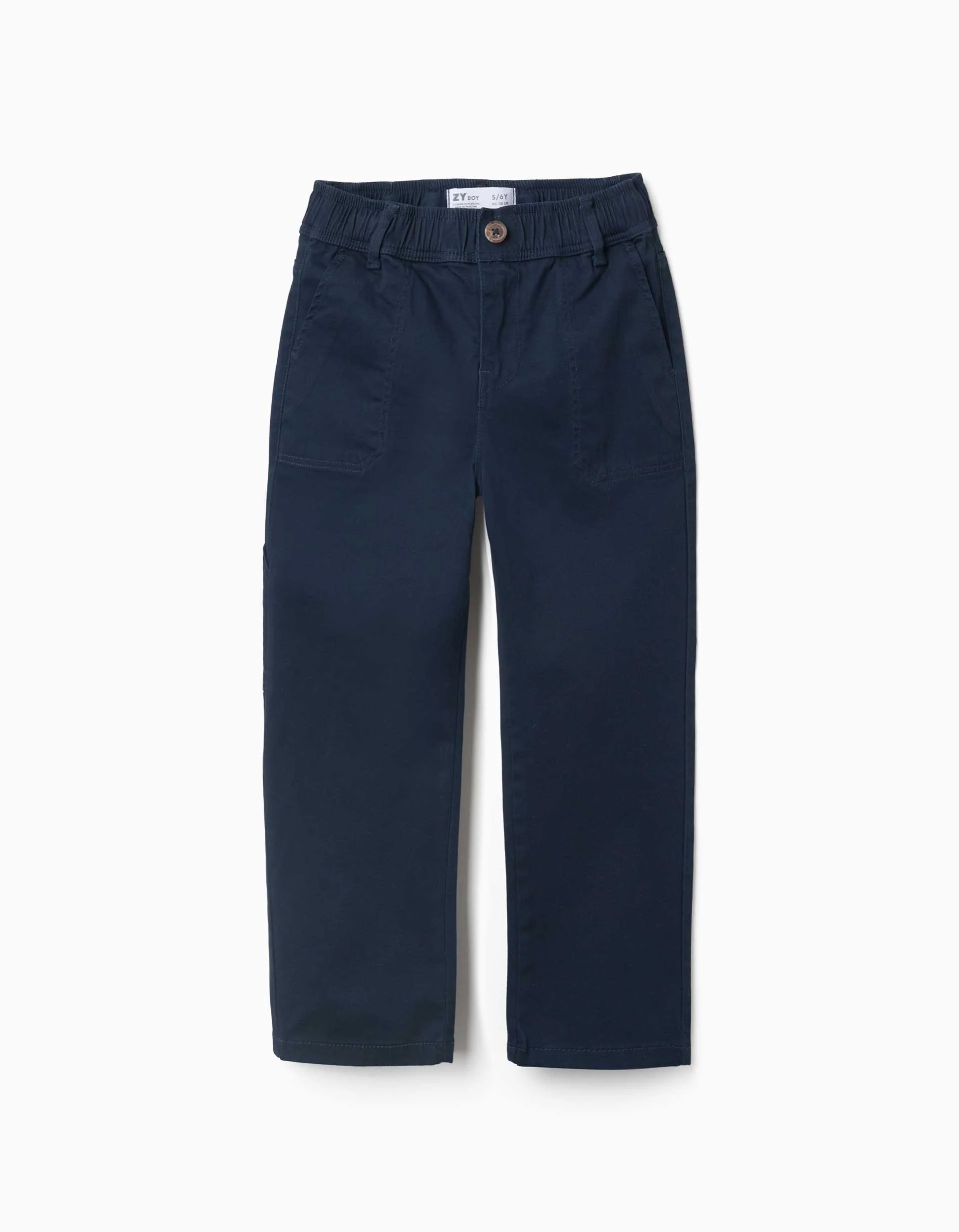 31082015006-0 Pantalon de charpentier en sergé avec taille élastiquée pour garçon, bleu marine – Image 1
