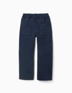 Pantalon de charpentier en sergé avec taille élastiquée pour garçon, bleu marine – Image 2