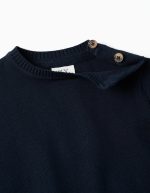 Pull en maille avec boutons aux épaules pour bébé garçon, bleu marine – Image 3